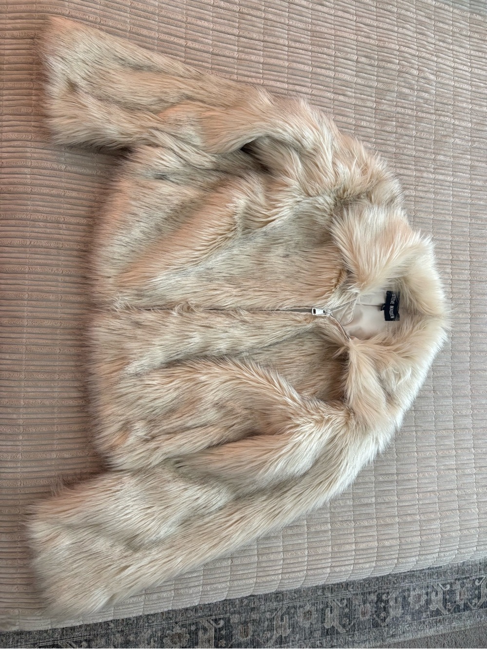Steve Madden Cream Juniper Faux Fur Coat